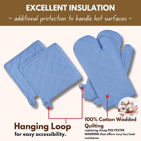 Native Fab Pot Holders and Oven Mitts Sets for Kitchen Heat Resistant - Hanging Non-Slip - 100% Cotton Kitchen Oven Mitts and Pot Holders 4-Piece ...