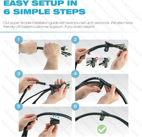 Mediabridge™ EZ Cable Bundler (6 Feet) - 1" Width - Flexible & Expandable Cable Management Sleeve (Part# CM1-25-06B)...