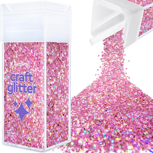 Hemway Premium Craft Glitter Shaker - Pink Holographic | 130g Extra Chunky Metallic Flake Sequins for Resin & Epoxy Crafts | Craft Supplies for Tu...