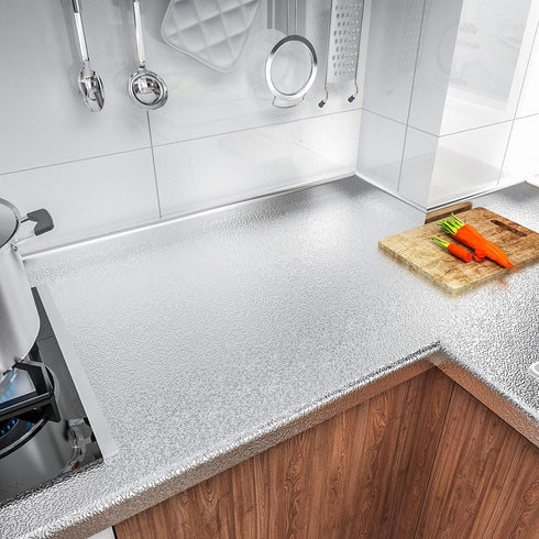 VEELIKE 15.7''x236'' Kitchen Backsplash Wallpaper Peel and Stick Aluminum Foil Contact Paper Self Adhesive Shelf Paper Oil-Proof Heat Resistant Wa...
