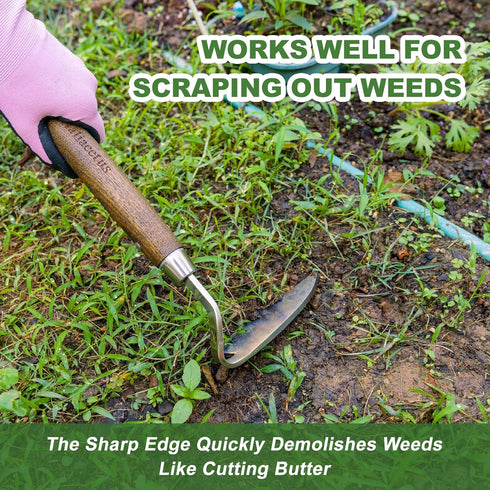 Gardening Sickle Hoe, Japanese Bent Angle Weeding Sickle, Stainless Steel Weed Hoe Scraper...