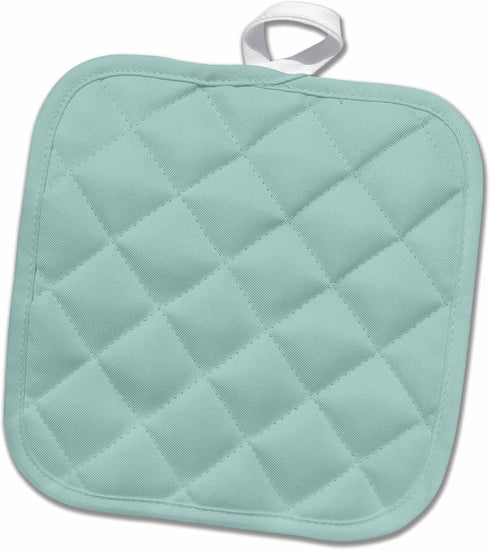 3D Rose Plain Mint Blue-Solid Color-Light Turquoise-Grey-Gray-Modern Contemporary Simple Pastel Teal Pot Holder, 8 x 8...