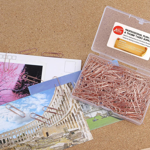 Rose Gold Paper Clips 200 pcs Smooth Finish Steel Wire Paperclips 33mm Medium Size for Document Organizing and Classifying Office Supplies (33mm R...