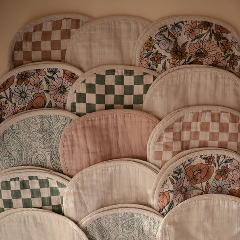 mushie Muslin Baby Burp Cloths | 100% Organic Cotton, Set of 2 (Blush/Fog)...