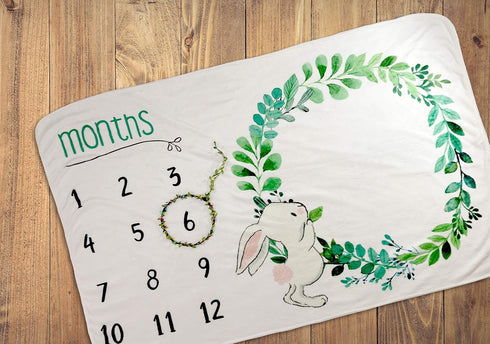 Baby Milestone Blanket for Baby Girl or Boy - Baby Growth Chart Blanket - Organic Soft Plush Fleece Unisex Design - Large 60 in x 40 in - Flower P...