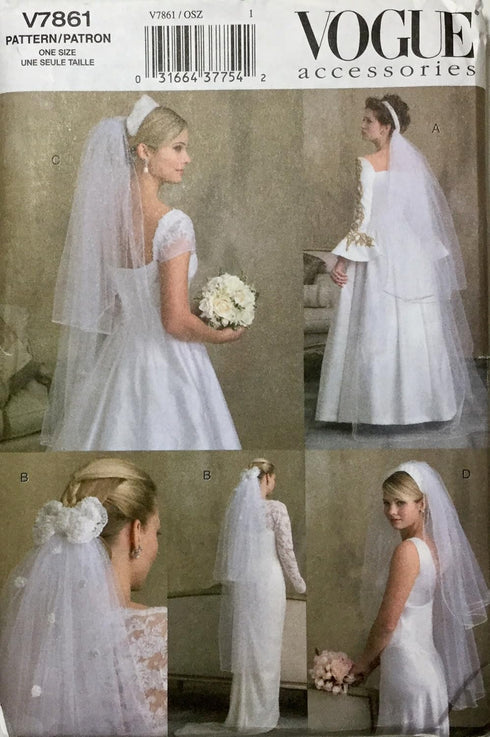 Vogue Accessories Pattern V7861, Bridal Veils, One Size...