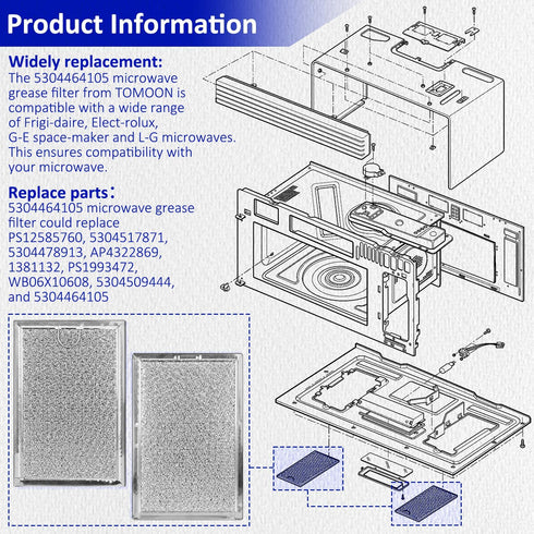 HASMX Microwave Grease Filter Replacement Part for LG Models LMH2016SB LMH2235ST LMV1635SB LMV1635SW LMV2083SB LMV1831SB LMV1831ST Aluminum Mesh M...