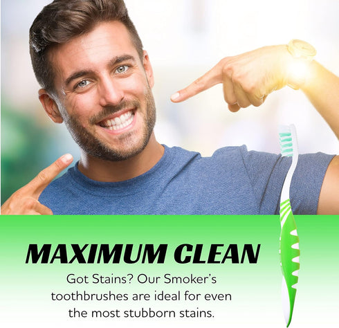 Extra Firm Toothbrush Set for Adults or Smokers Travel Toothbrush Kit, Hard Multicolor Denture Brush, Large Head, Manual Travel Toothbrush Hard Br...
