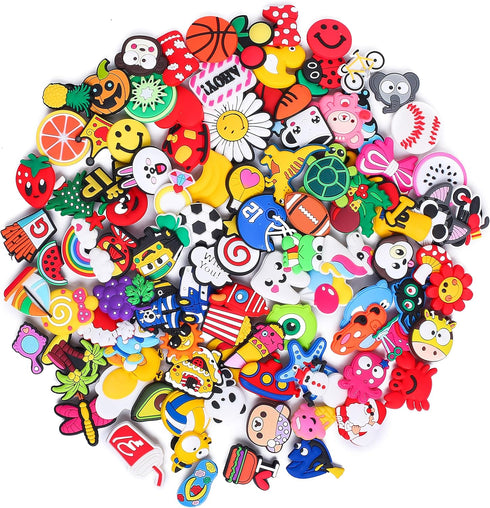 30,50,100,125 pcs PVC Random Different Shape Shoe Charms for Shoe Decoration...