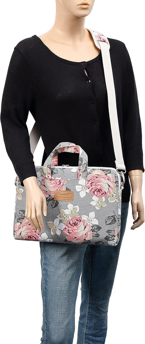 Grey Rose Pattern 15 inch Waterproof Laptop Shoulder Messenger Bag for 14 inch to15.6 inch Laptop and MacBook Pro 15 Laptop Case...