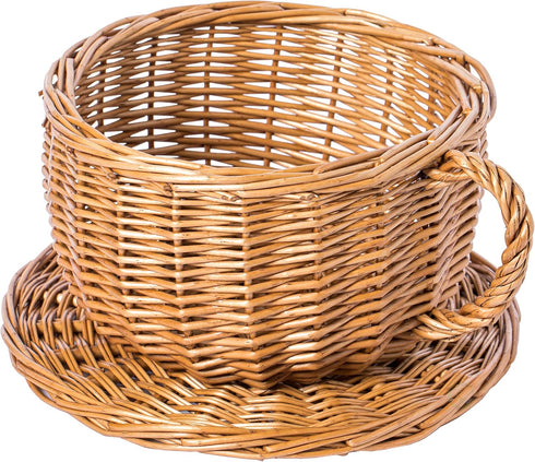 Wicker Saucer Coffee Mug Cup Decorative Gift Basket Desk Organizer...