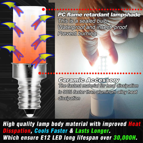 12V 40W E12 LED Candelabra Light Bulbs 4W Daylight White 6000K 450Lm Low Voltage AC12-24V/DC10-30V for RV Camper Marine Boat Landscape Lighting Ic...