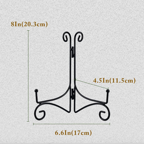Black Iron Plate Stand, 8 Inch Plate Holder for Display, Small Metal Plate Display Stands for Cookbook, Picture Frame, Photo, Decorative Plates (8...