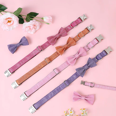 Cute Dog Collar with Bow for Small Medium Large Dogs, Bling Medium Dog Bow Tie Collar with Durable Metal Buckle, Easy Adjustable for Dogs Walking ...