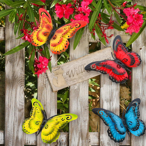 Yungeln Metal Butterfly Wall Decor 3D Butterflies Wall Art Hanging Sculpture Metal Butterfly Outdoor Wall Art Decor for Patio,Fence, Garden,Yard,O...