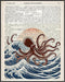 Posterizer 1 pcs-Japanese Kanagawa Wave Octopus Dictionary Art-Retro Art-Collectibles & Fine Art- Gift for Men Women Entrepreneur Teens-Chic Home ...