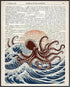 Posterizer 1 pcs-Japanese Kanagawa Wave Octopus Dictionary Art-Retro Art-Collectibles & Fine Art- Gift for Men Women Entrepreneur Teens-Chic Home ...