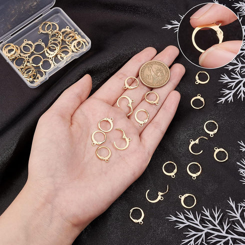 UNICRAFTALE 50pcs Lever Back Earrings Stainless Steel Leverback Earring Hoop Earring with Loop Golden Leverback Earwire Findings for DIY Jewelry M...
