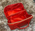 Travel Makeup Bag Water-resistant Large Capacity Red Cosmetic Bag With Elegant Woven Pattern Double-Sided Zipper And Smart Interior Organization F...