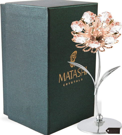 Matashi for Mom, Girlfriend - Sunflower Figurine, Rose Gold Crystal Studded Flower Figurines - Tabletop Showpiece for Grandma...