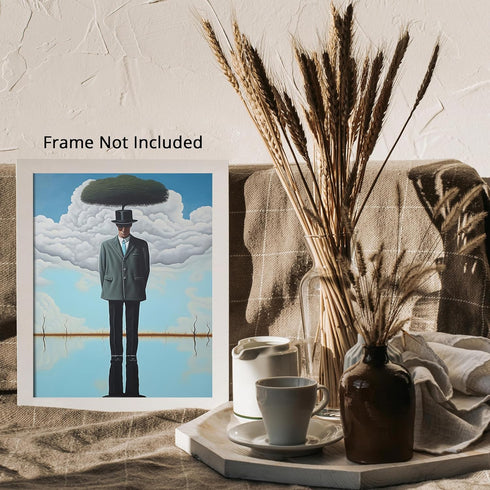 Posterizer 1 pcs-man standing in the water with Tree Hat-Abstract & Modern Art-Fantasy & Fiction Art-Gift for Art Lovers-Decor for Home & Office- ...