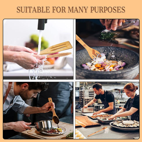 Wooden Spoons for Cooking Sets of 7 Pieces, Magical Bamboo Cooking Kitchen Utensils Kitchen Accessories Set Engraved Patterns Magic Cooking Spoons...