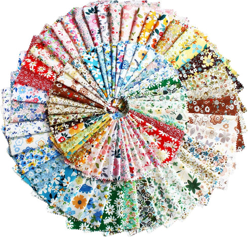 42Pcs 10"x10" Quilting Cotton Fabric Square No Repeat Layer Cake Fabric Bundles Precut Multi-Color Printed Floral Fabric for DIY Sewing,Quilting a...