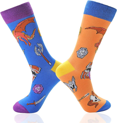 Fantasydice Novelty Gamer Socks Set - Cthulhu and D&D Themed Funny Crew Socks (2 Pairs)...
