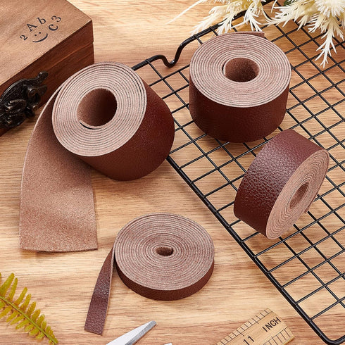 GORGECRAFT Brown Leather Strap 1.5 Inch Wide 79 Inch Long Lychee Pattern Leather Belt Strips Wrap Single Sided Flat Cord for DIY Crafts Projects C...