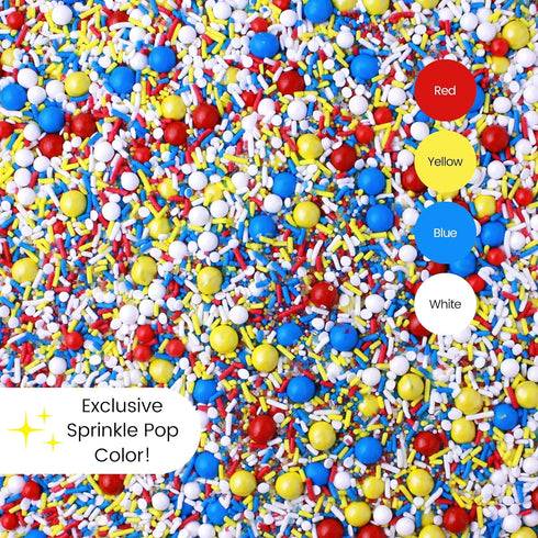 Sprinkle Pop Crash! Boom! Pow! Sprinkle Mix| Red Yellow Blue White Sprinkles| Superhero Cartoon Comic Book Themed Birthday Sprinkles Made in USA f...