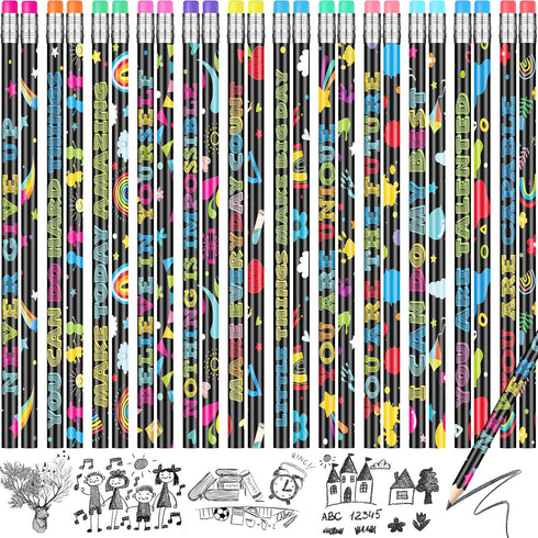 60 Pcs Motivational Pencils Bulk, Fun Inspirational School Pencils for Classroom, Cute Wood Pencils with Encourage Positive Sayings, Back to Schoo...