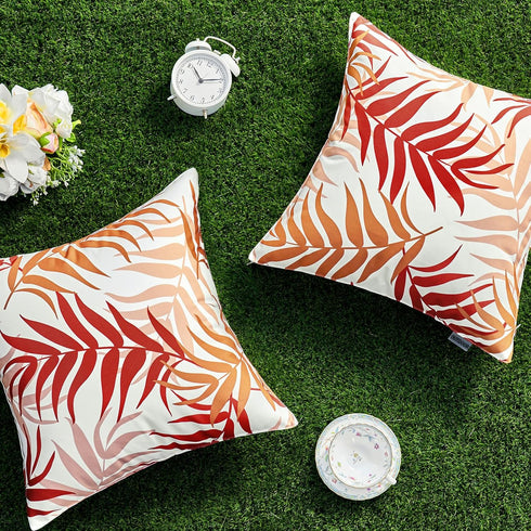 MIULEE Pack of 2 Decorative Outdoor Waterproof Throw Pillow Covers Patio Pillow Cases Natural Leaves Pattern Spring Square Cushion Shams Shell for...