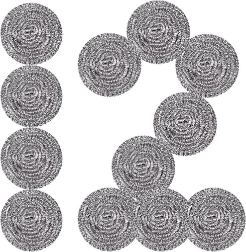 Stainless Steel Scrubber Scrubbing Scouring Pad Magic Eraser Sponges Clean Pot Pan and Broiler Rack Steel Wool for Kitchen Bathroom (12Pcs Metal S...