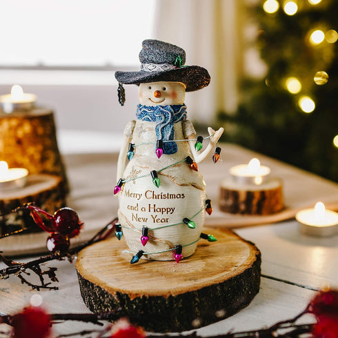 Pavilion Gift Company Pavilion-Merry Christmas and A Happy New Year-6 Inch Collectible BirchHearts Snowman Figurine, 6", White...