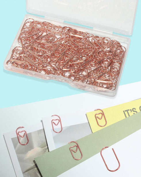 100 Pcs Love Heart Shaped Paper Clips, 0.78inch Cute Mini Paperclips for Office School Home (Rose Gold)...