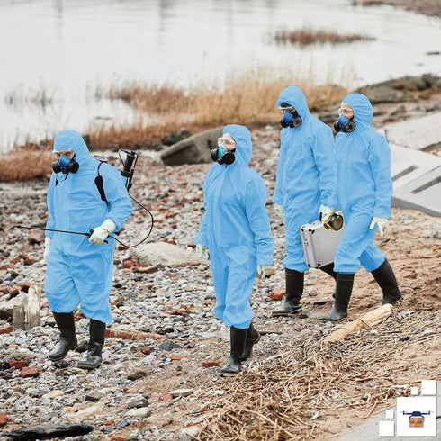 Blue Disposable Coveralls with Hood, XXL. 1 Pack 50 GSM PP Painters Suit Disposable. Unisex Hazmat Suits Disposable. Disposable Painters Coveralls...