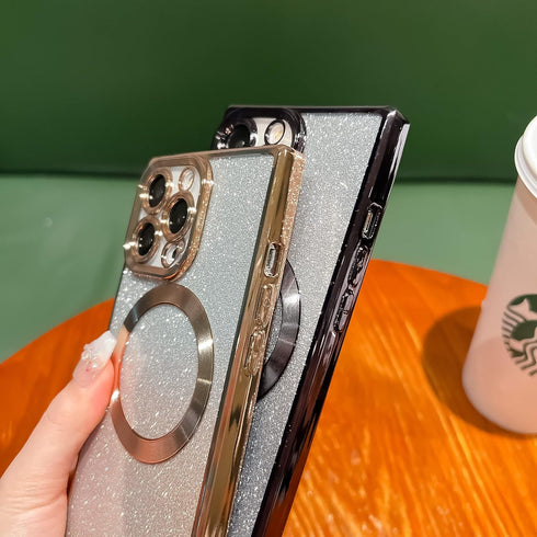 for Square iPhone 13 Pro Case Glitter Magnetic Compatible with MagSafe Full Camera Lens Protection Luxury Plating Cute Bling Clear Shockproof Slim...