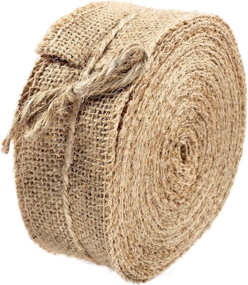 Natural Burlap Ribbons (2" Wide, 10 Yards)-No Wire, 100% Jute-DIY Art & Craft & Projects, Gift Wrapping, Bows, Indoor Outdoor Rustic Spring Weddin...