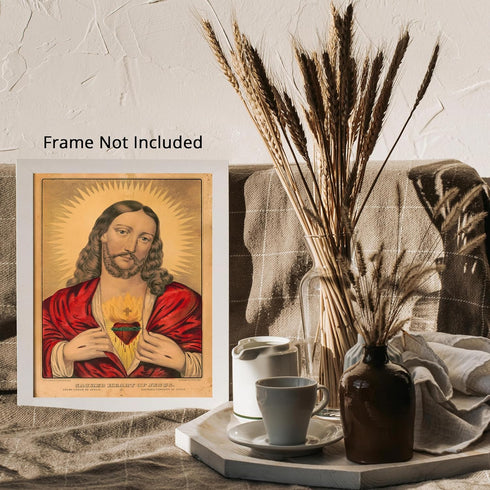 Posterizer 1 pcs-Sacred Heart of Jesus painting poster-Religious Posters-Gifts for Christians -Decor for Church, Sunday School Classroom- unframed...