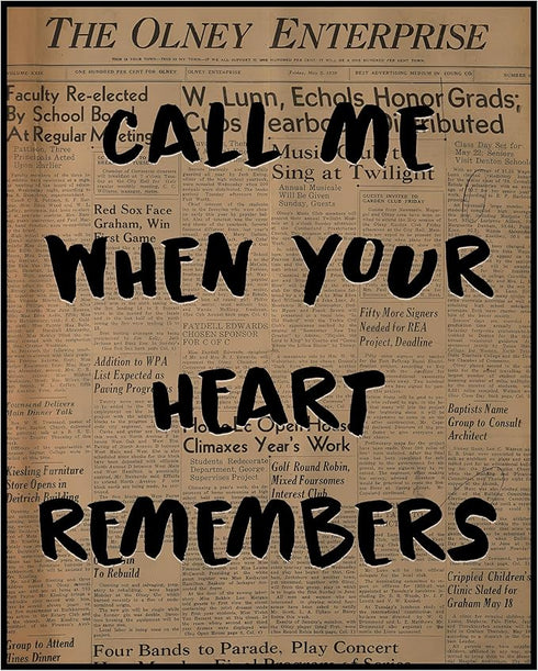 Posterizer 1 pcs-Retro Dictionary print-Call me when your heart remembers-Quotes and Poems-Motivational & Inspirational Art-Decor for Home & Offic...
