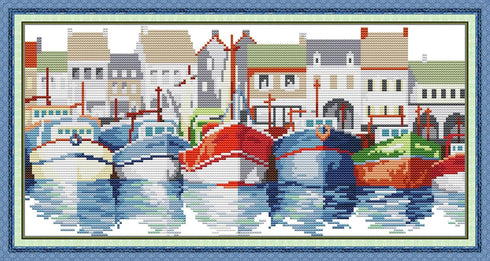 CaptainCrafts Cross Stitch Kits, Stamped Cross Stitch Prepainted 14CT Fabrics Corss Stitch DMC DIY Needlework Embroidery Kit for Adults Home Decor...