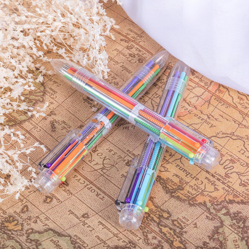 6 Pack 0.5mm 6-in-1 Multicolor Ballpoint Pen,6-Color Retractable Ballpoint Pens for Office School Supplies Students Children Gift,Kids Party Favor...