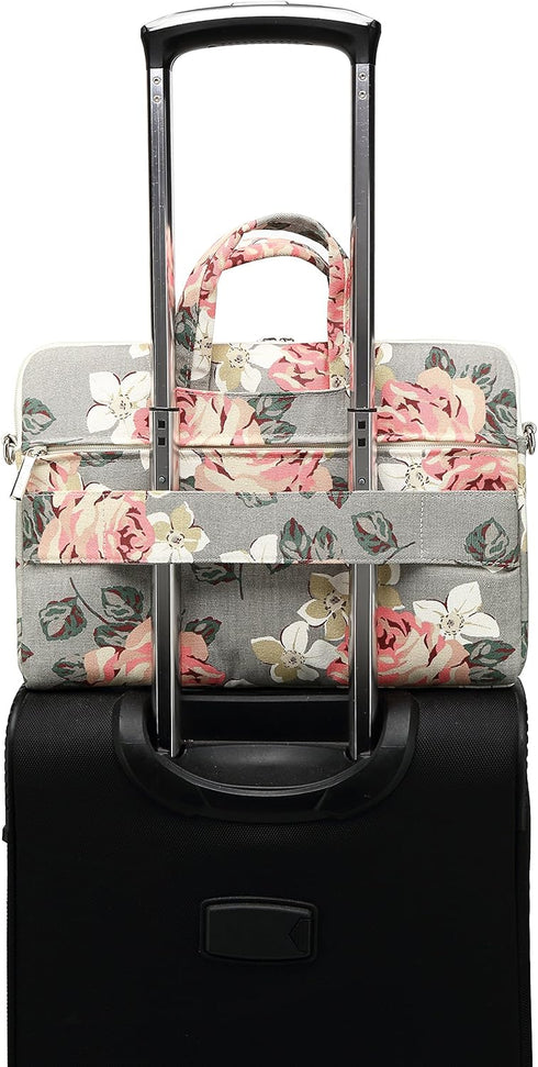 Grey Rose Pattern 15 inch Waterproof Laptop Shoulder Messenger Bag for 14 inch to15.6 inch Laptop and MacBook Pro 15 Laptop Case...