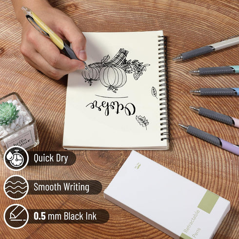 Mr. Pen- Retractable Gel Pens, 6 Pack, Black Ink Gel Pens, Pastel Barrels, Gel Pens Fine Point 0.5mm, Retractable Pens, Cute Pens, Gel Ink Pens, A...