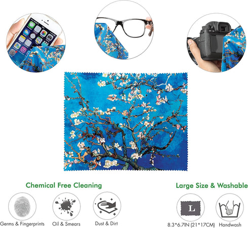 Van Gogh Almond Blossom Mouse Pad with Stitched Edges. Colorful Classic Artwork Design. Non Slip Base. Microfiber Cleaning Cloth for Eye Glasses &...