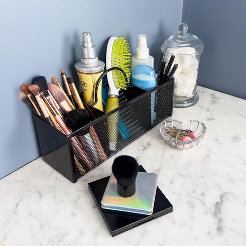Mind Reader Utensil Dispenser, Silverware Organizer, Cutlery Countertop Organizer, Metal Mesh, 12"L x 3.5"W x 5.5"H, Black...