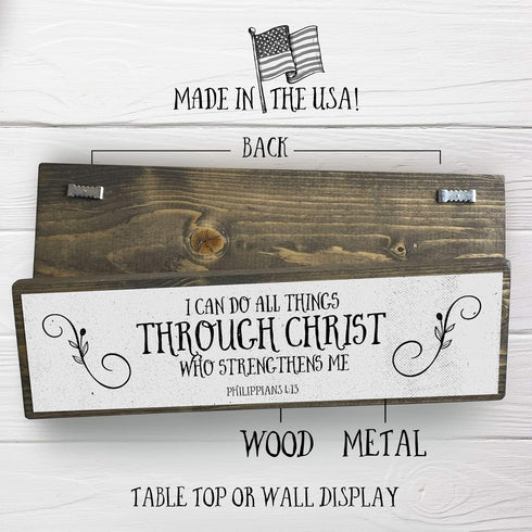 Christian Wall Art - I Can Do All Things Through Christ Who Strengthens Me Wall Décor – Beautiful Bible Verse Modern Farmhouse Wall Art – Wood and...