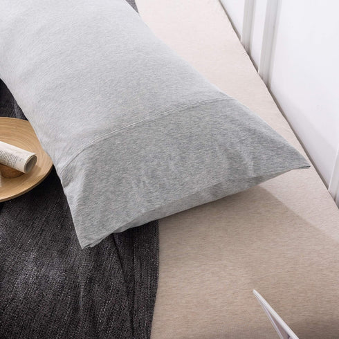 Jersey Knit Pillowcase. All Season, Soft, Cozy Cases. T-Shirt Jersey Cotton of one Pillow Case Set. Heather Cotton Jersey Case (Light Gray, Body S...
