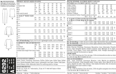 New Look Sewing Pattern 6292: Misses' Tunic or Top and Pull-on Pants, Size A, White...