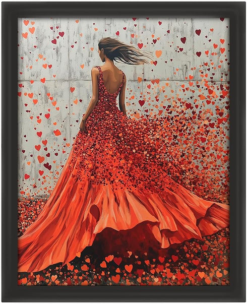 Posterizer 1 pcs-woman and cute colorful hearts-Valentine's day art -2-Romantic Art-Holiday Poster Collection-Gift for Couples boyfriend girlfrien...